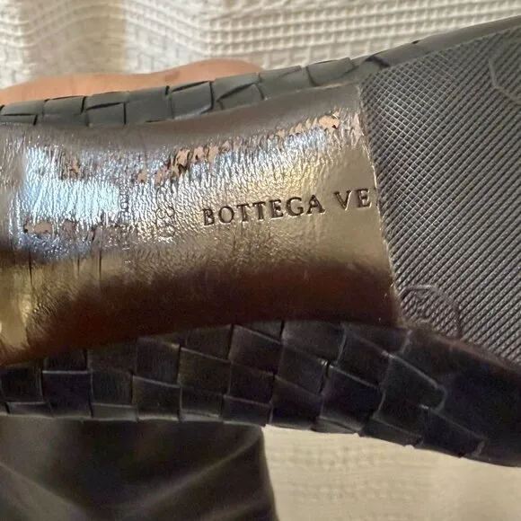 BOTTEGA VENETA Intrecciato Woven Knee High Black Boots size 39
