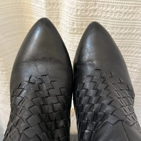 BOTTEGA VENETA Intrecciato Woven Knee High Black Boots size 39