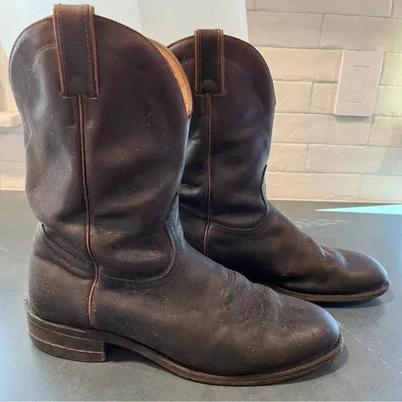 Boulet mens sz 10 brown leather cowboy boots