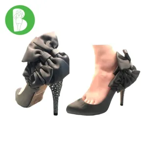BOURNE ENGLAND GRAY SATIN BOW DETAIL SHOES WITH RHINESTONE HEELS (37)
