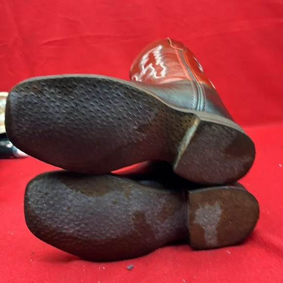 BoysBrown and Red Cowboy Boots SZ 3 D