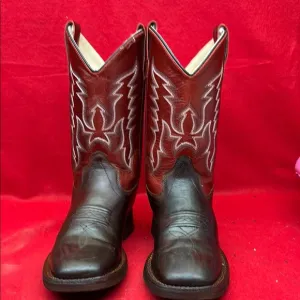 BoysBrown and Red Cowboy Boots SZ 3 D