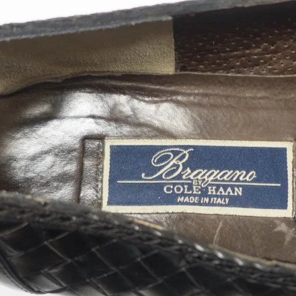 Bragano by Cole Haan Italy Made Woven Leather Tassel Loafer Shoes - Mens Size 10