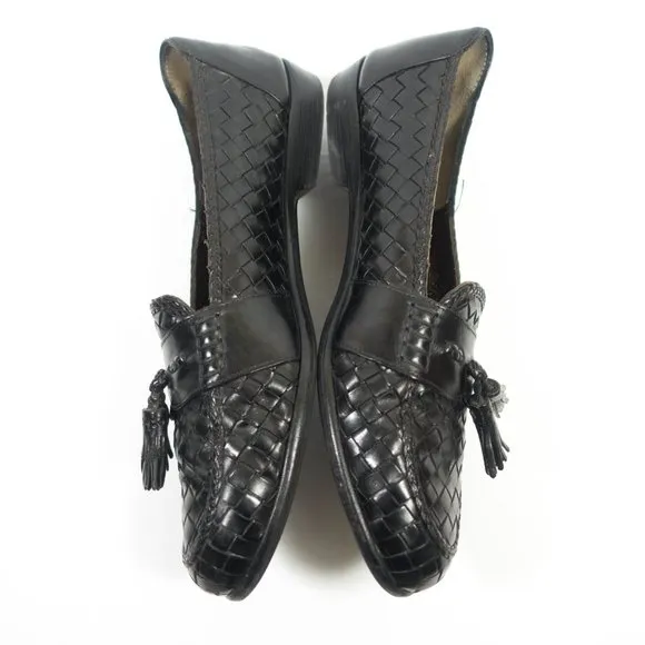 Bragano by Cole Haan Italy Made Woven Leather Tassel Loafer Shoes - Mens Size 10