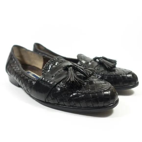 Bragano by Cole Haan Italy Made Woven Leather Tassel Loafer Shoes - Mens Size 10