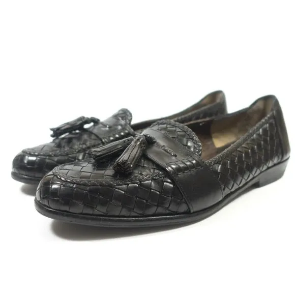 Bragano by Cole Haan Italy Made Woven Leather Tassel Loafer Shoes - Mens Size 10
