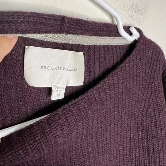 Brochu Walker Thandee Asymmetrical Wool Blend Boat Neck Pull-over Sweater Sz M