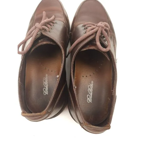 Brooks Brothers Antique Brown Leather Oxford Split Toe Dress Shoes Mens 11 M