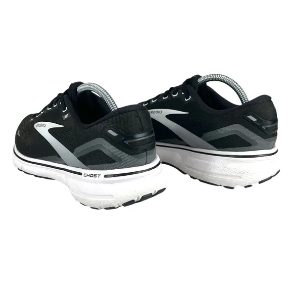 Brooks Men's 9.5 Black/Gray/White Ghost 15 Cushion Running Sneaker Shoes