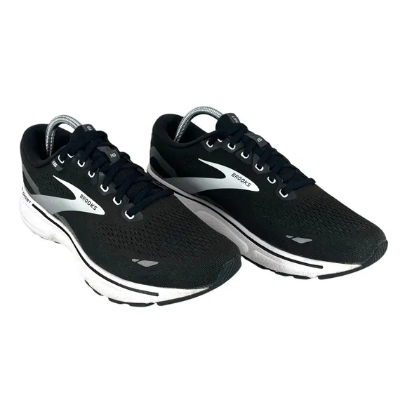 Brooks Men's 9.5 Black/Gray/White Ghost 15 Cushion Running Sneaker Shoes