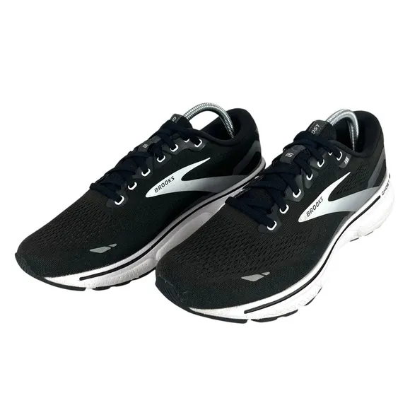 Brooks Men's 9.5 Black/Gray/White Ghost 15 Cushion Running Sneaker Shoes