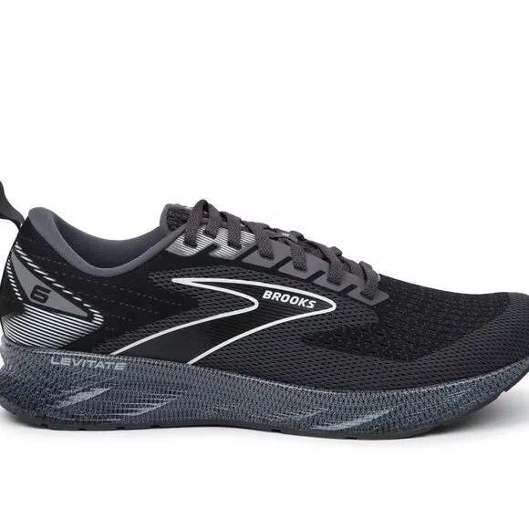 Brooks Men's Ebony Black Levitate 6 Mesh Athletic Running Shoes Size 9.5