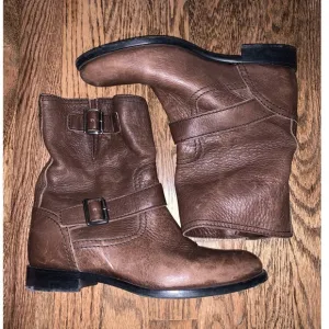 Brown Buckled Prada Boots