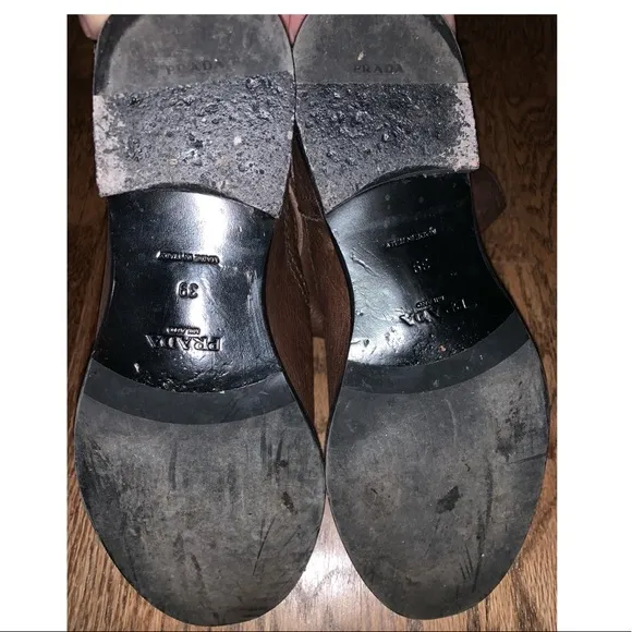Brown Buckled Prada Boots