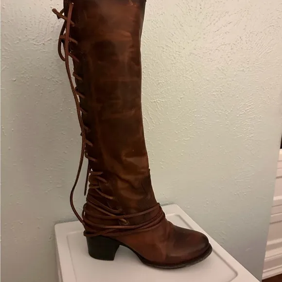 Brown Leather Knee-High Boots