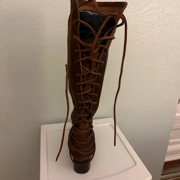 Brown Leather Knee-High Boots