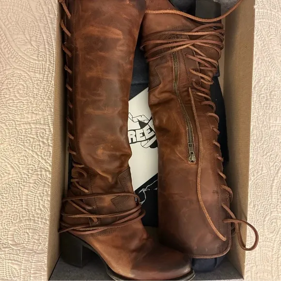 Brown Leather Knee-High Boots