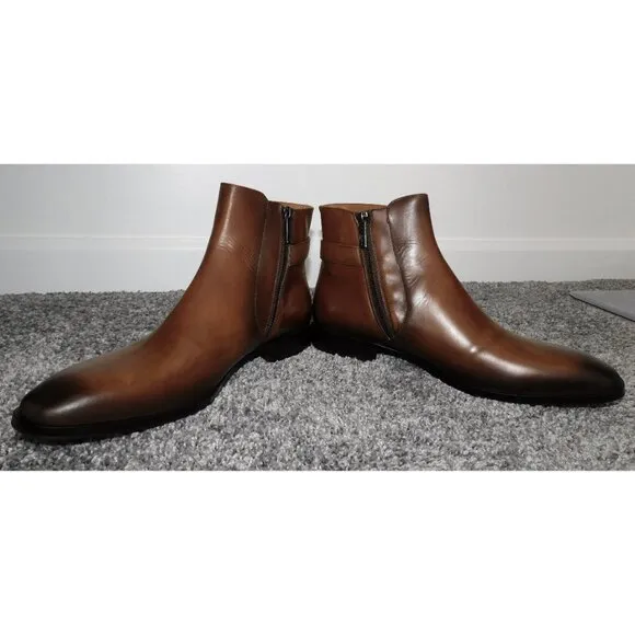 Bruno Magli Angiolini Men's Cognac Leather Dress Boots NEW Size 10 Made In Italy