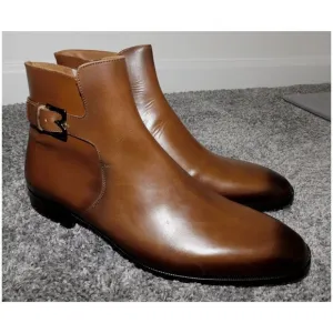 Bruno Magli Angiolini Men's Cognac Leather Dress Boots NEW Size 10 Made In Italy