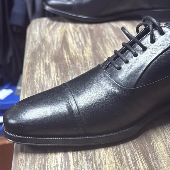 Bruno Magli Black Leather Oxford Shoes