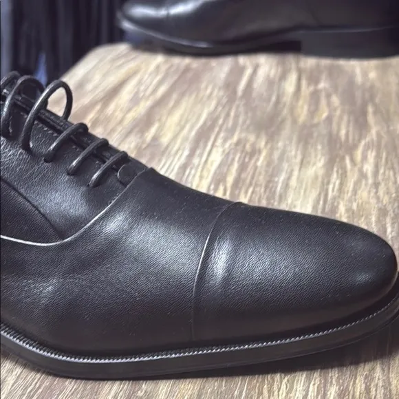 Bruno Magli Black Leather Oxford Shoes