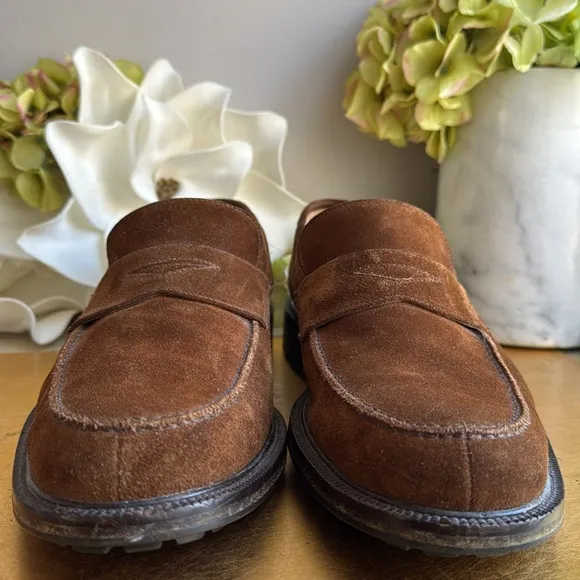Bruno Magli Ken Lug Sole Penny Loafer in Chestnut Suede | Bologna Construction