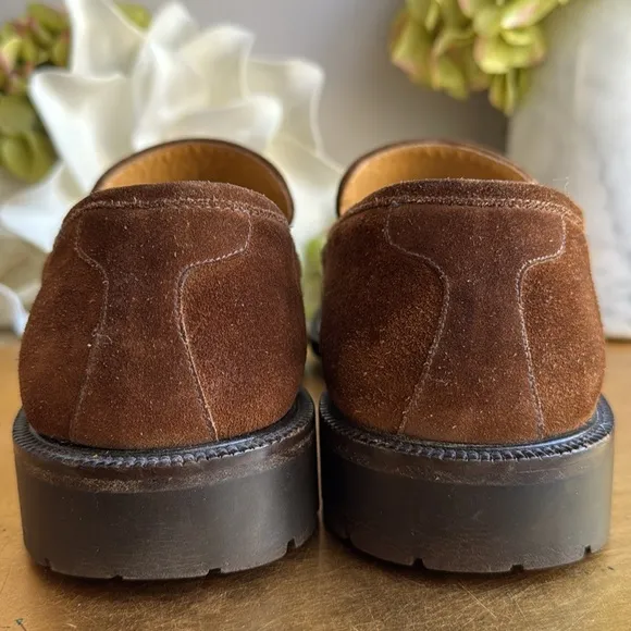 Bruno Magli Ken Lug Sole Penny Loafer in Chestnut Suede | Bologna Construction