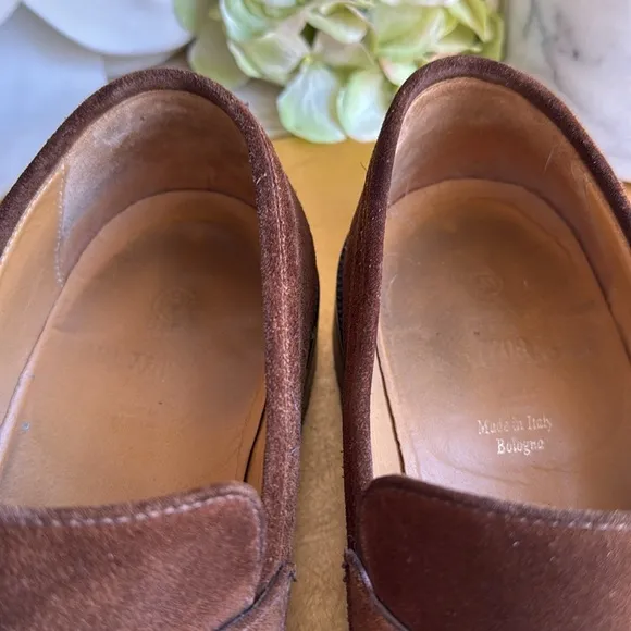 Bruno Magli Ken Lug Sole Penny Loafer in Chestnut Suede | Bologna Construction