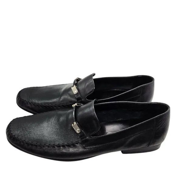 Bruno Magli Teodoro Bit Strap Black Nappa Leather Loafers 13 Slip On Dress Shoes