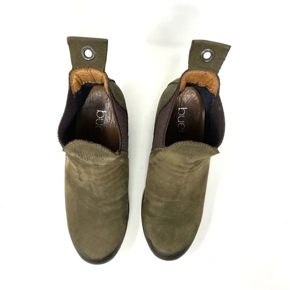 Bueno Leather Flight Chelsea ankle boots army green