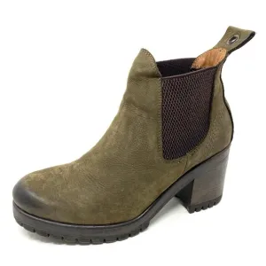 Bueno Leather Flight Chelsea ankle boots army green