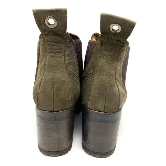 Bueno Leather Flight Chelsea ankle boots army green