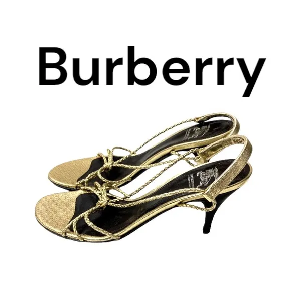 Burberry Gold Braided Strappy Sandals 3” Heel Size EU 37.5