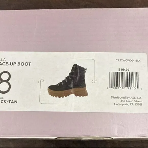 Calia By Carrie Underwood Ella Lace Up Boot Size 8 Black Army Street Wear New