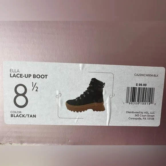 Calia By Carrie Underwood Ella Lace Up Boot Size 8.5 Black Army Street Wear New