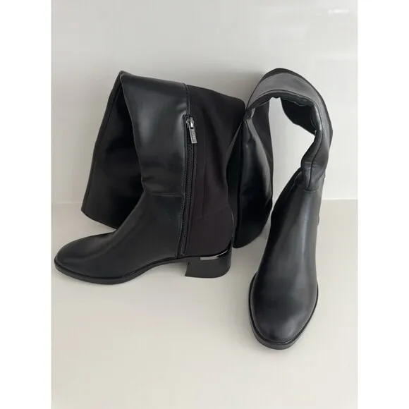 Calvin Klein boots Jotty black  size 8M high knee length round toe dress boots