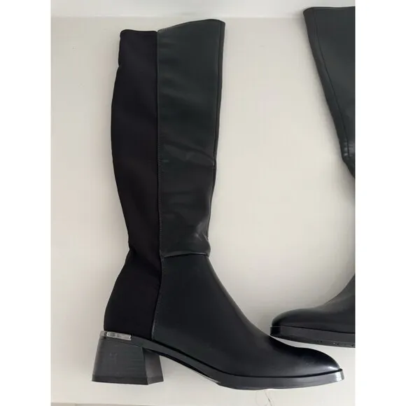 Calvin Klein boots Jotty black  size 8M high knee length round toe dress boots