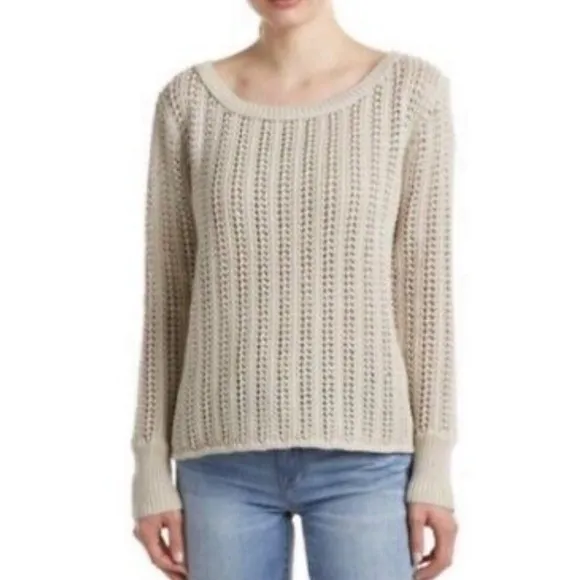 Calypso St Barth Varinka Oatmeal Beige Open Knit Sweater Sz S