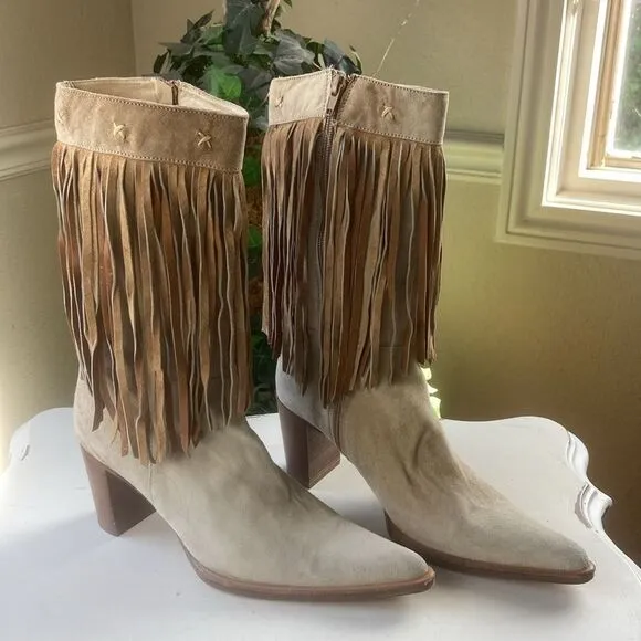Carlos Falchi Boots| Carlos Falchi Boho Western Cowgirl All Leather Boots Size 8