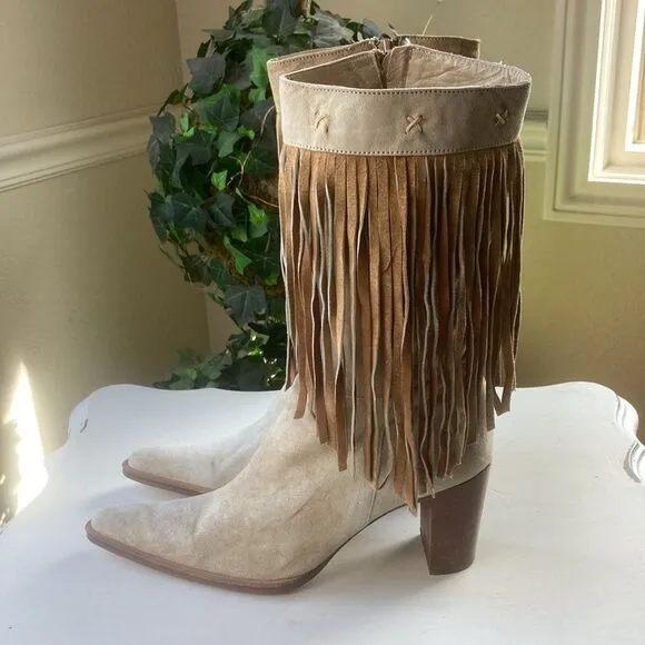 Carlos Falchi Boots| Carlos Falchi Boho Western Cowgirl All Leather Boots Size 8