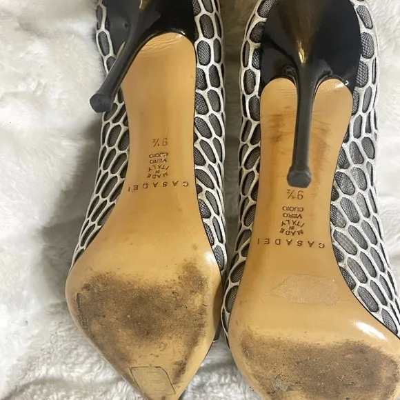 Casadei Black and White Women's Heels sz 9.5 Good Condition.