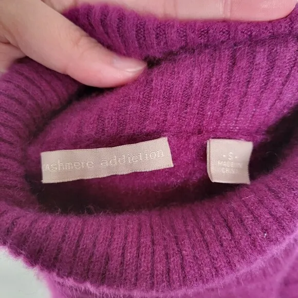 Cashmere Addiction 100% Cashmere Purple Turtleneck Pullover Cozy Sweater Small