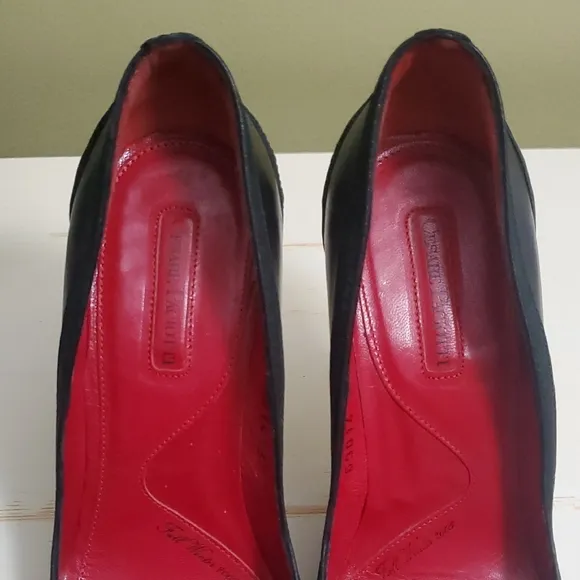 Cesare Paciotti | Black Leather Stiletto Pumps with Metal Accents Sz 37