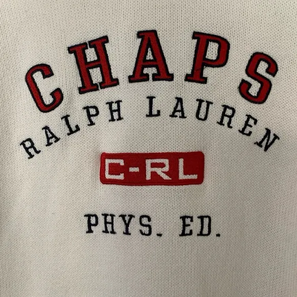 Chaps Ralph Lauren Large Men's White Preppy Sporty Nautical Beachy Knit Hoodie