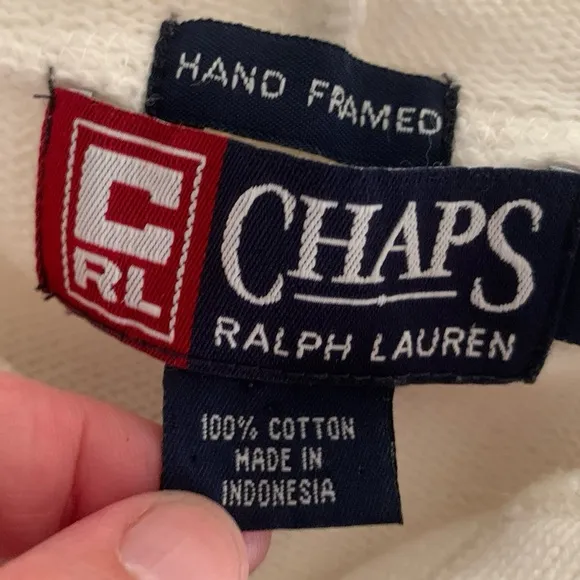 Chaps Ralph Lauren Large Men's White Preppy Sporty Nautical Beachy Knit Hoodie