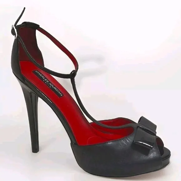 Charles Jourdan Drag Queen Edgy Ultra High Leather Platform Stiletto Shoes US 10