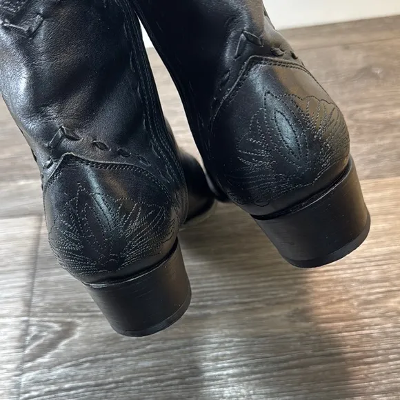 Charlie 1 Horse Black Leather western Boots woman’s size 6B  (b69)