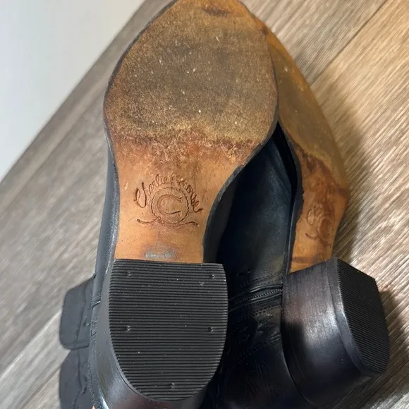 Charlie 1 Horse Black Leather western Boots woman’s size 6B  (b69)