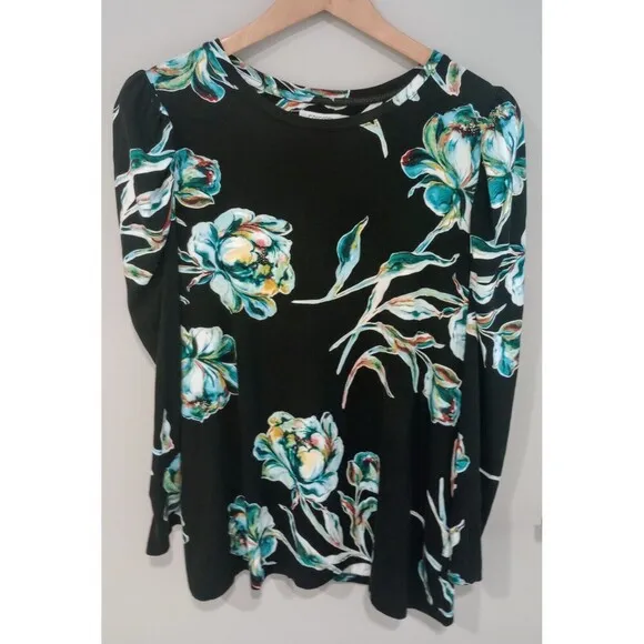 Chico’s Spun Rayon Floral Printed Sweater Pullover Knit Soft Size Large (2)
