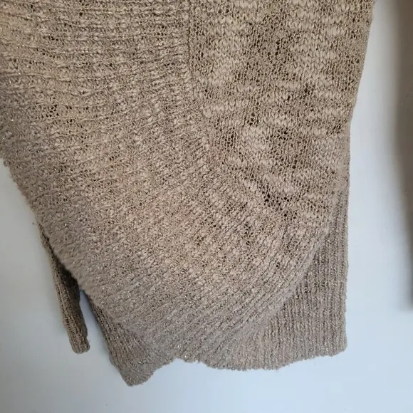 Chico's Wool Lace Back Lara Cocoon Cardigan Sweater Beige Metallic Gold Size 0
